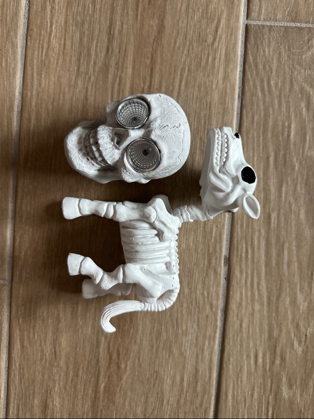 Halloween decor lot solar skull skeleton horse ceramic white